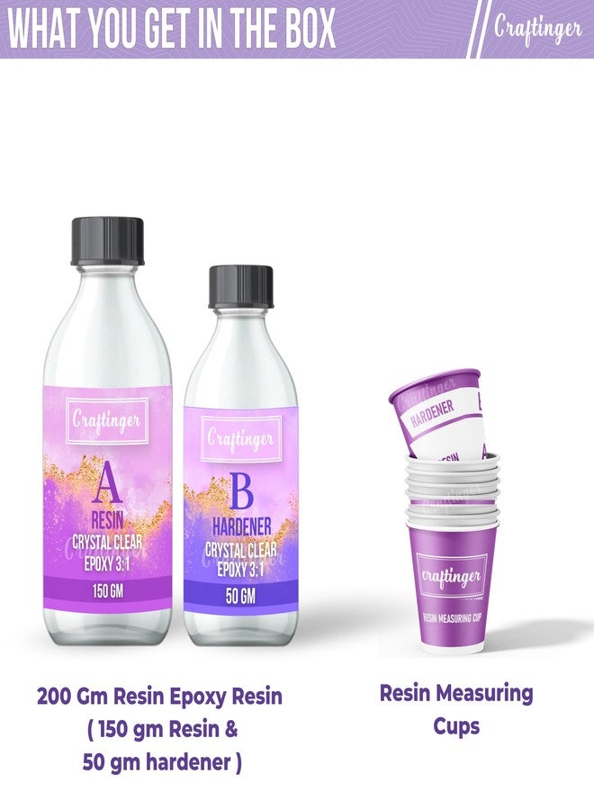 Craftinger Crystal Clear All In One 200gm Epoxy Resin for Art & Craft | Non-Toxic | Bubble-Free | UV Resistant | Glossy Finish | Ideal for Jewelry, Coasters, Trays & More - Image 5